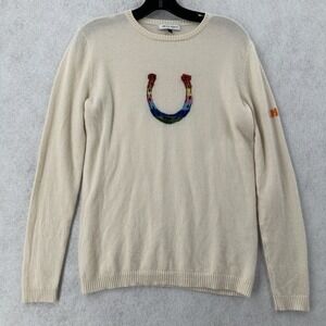 Bella Freud Sweater Womens SMALL Jumper Cashmere‎ Horseshoe Beige Pullover